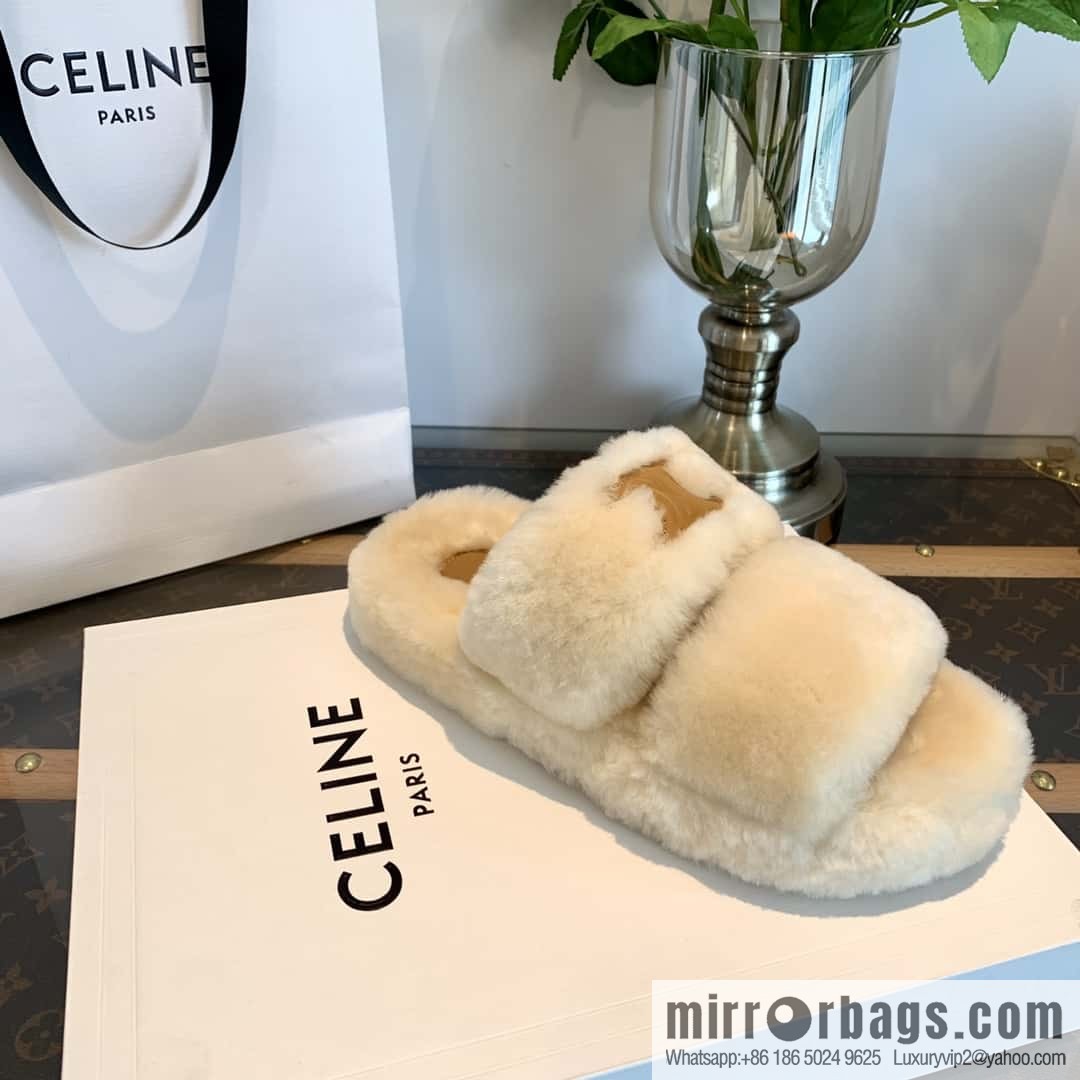 CELINE Autumn and winter Arc de Triomphe Mao Mao slippers