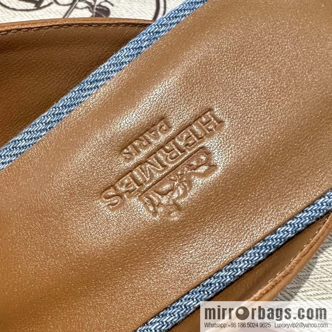 Hermes 2023 latest half-mop muller shoes 🐎🐎🐎 denim blue