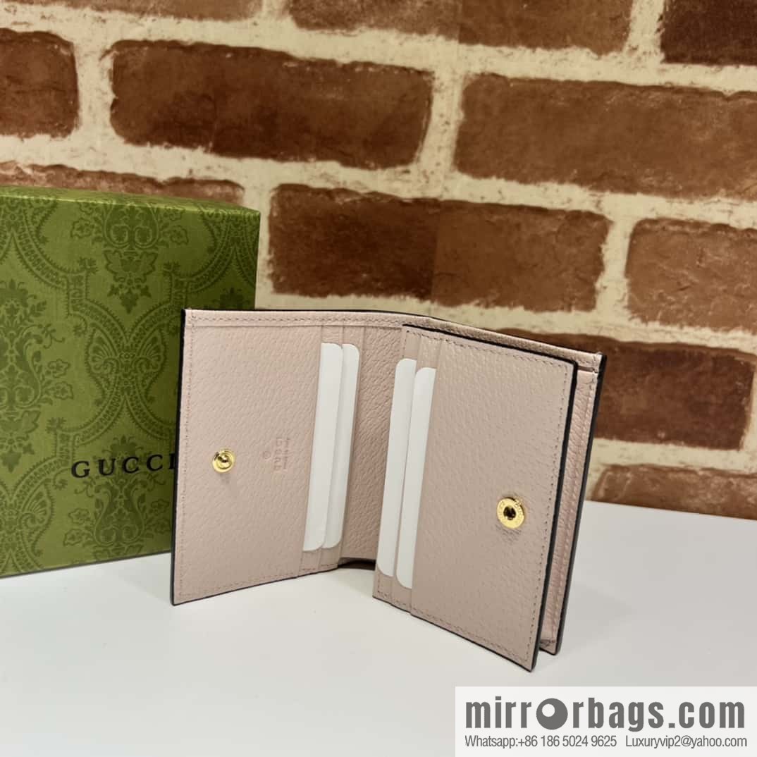 Gucci Ophidia series GG card holder 523155 large G pink cloth