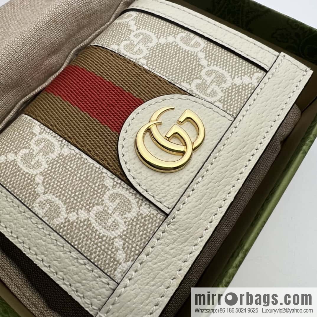 Gucci Ophidia series GG card holder 523155m glue/rice white leather