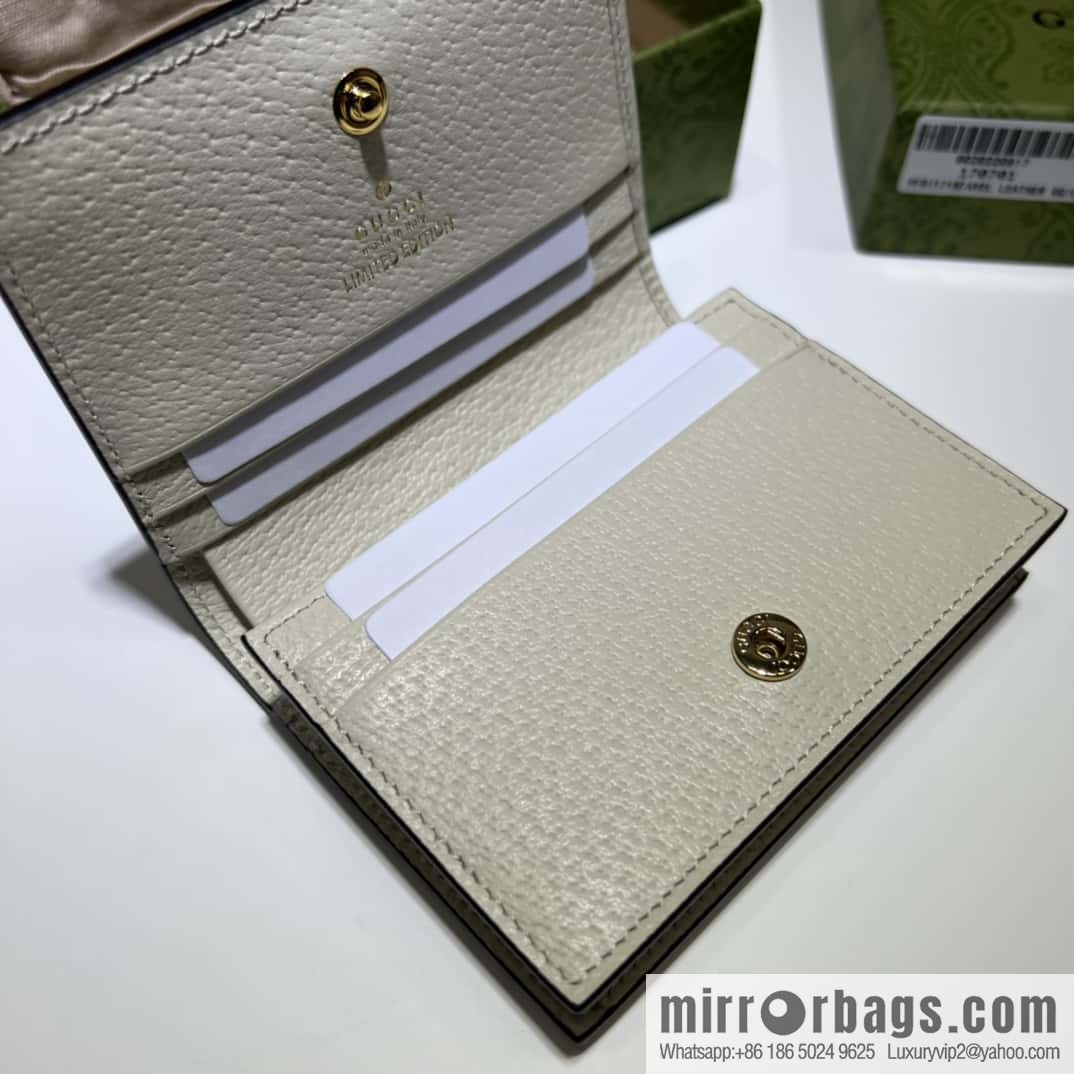 Gucci Ophidia series GG card holder 523155m glue/rice white leather