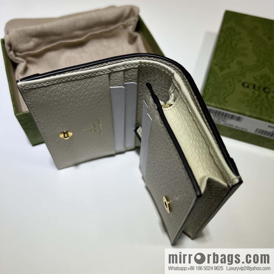Gucci Ophidia series GG card holder 523155m glue/rice white leather
