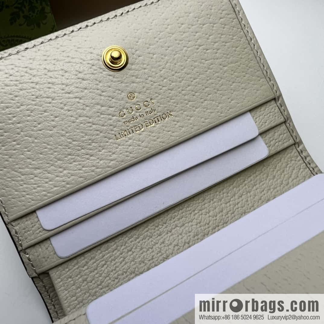 Gucci Ophidia series GG card holder 523155m glue/rice white leather
