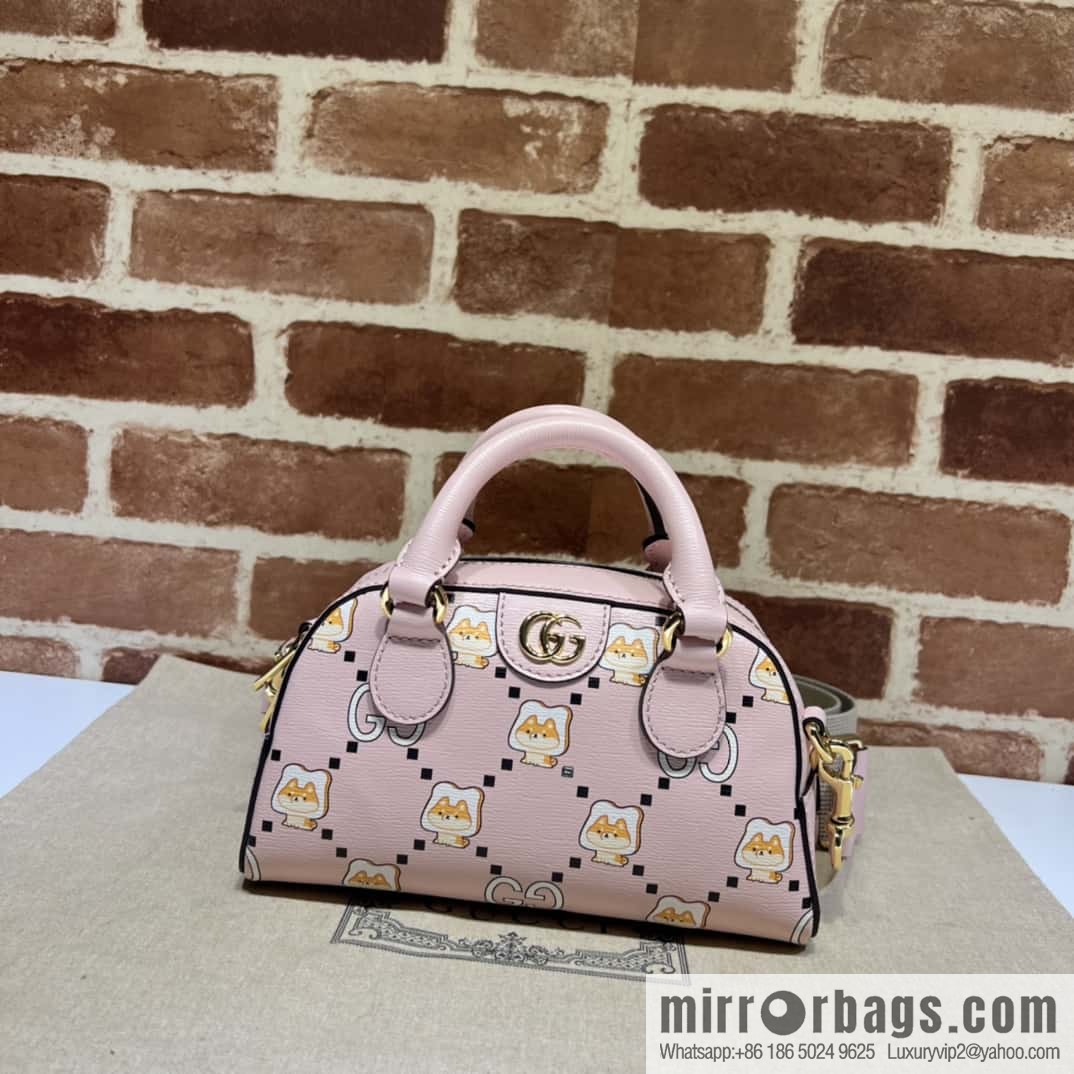 GUCCI Ophidia series mini GG tote bag 724606 pink/animal printed