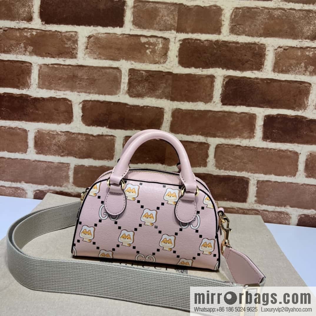 GUCCI Ophidia series mini GG tote bag 724606 pink/animal printed
