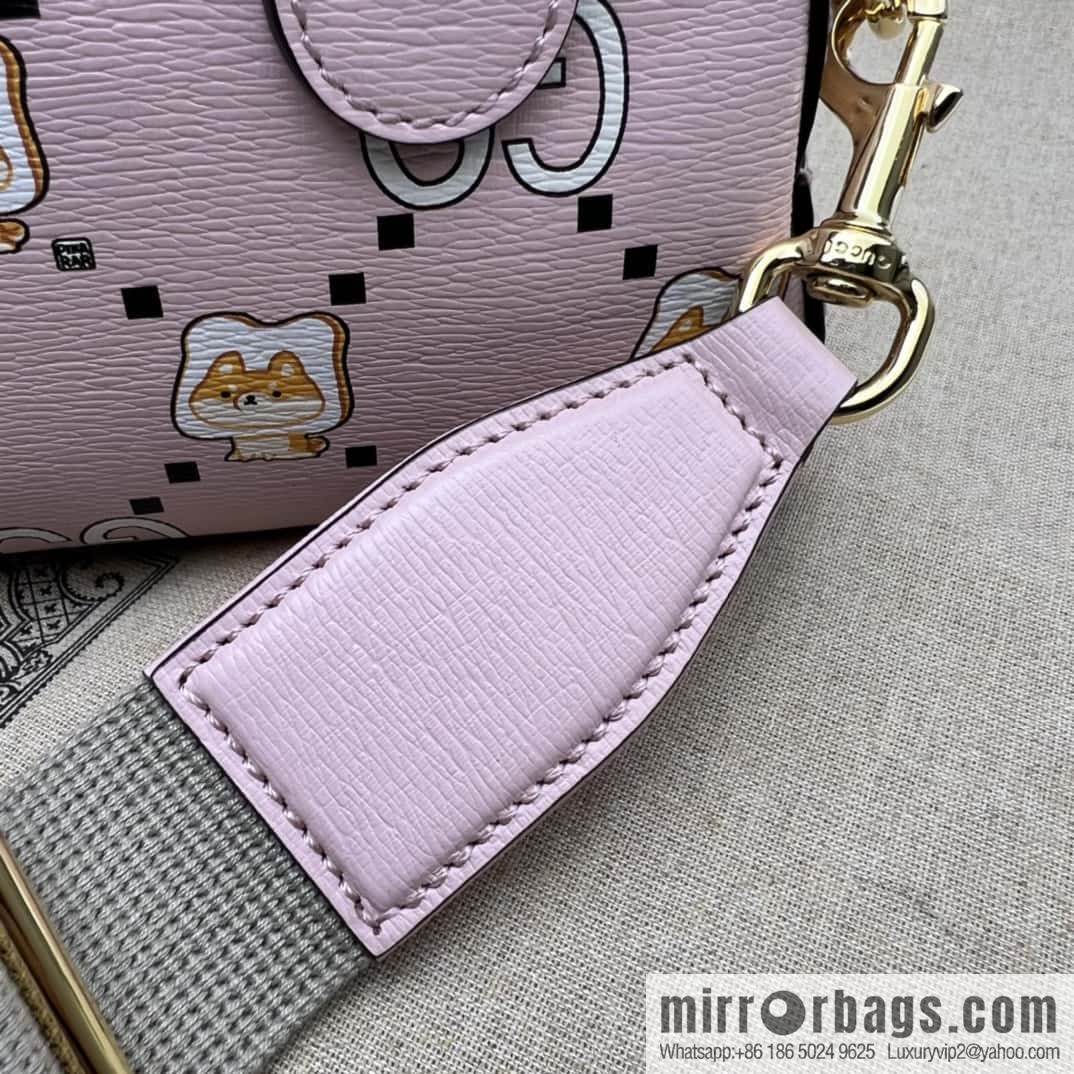 GUCCI Ophidia series mini GG tote bag 724606 pink/animal printed