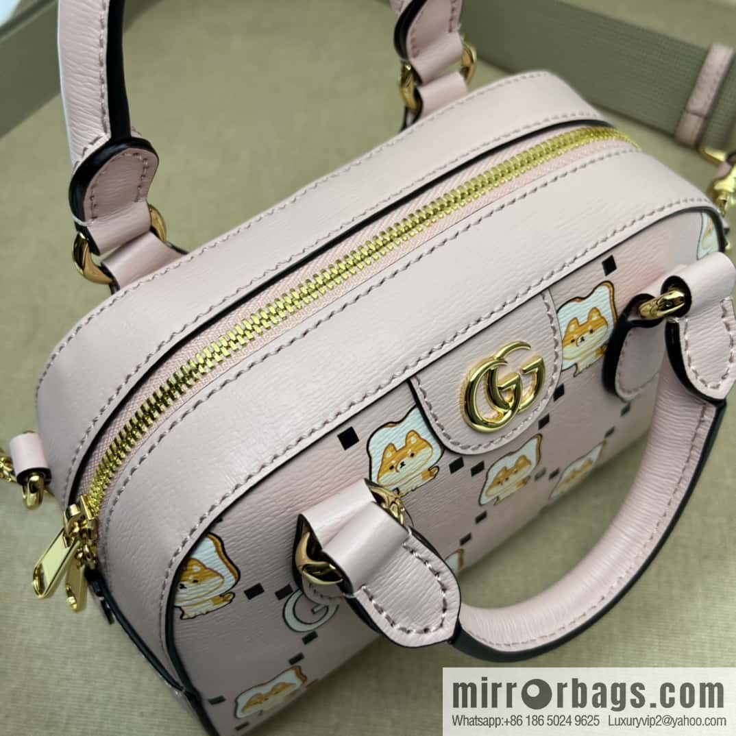 GUCCI Ophidia series mini GG tote bag 724606 pink/animal printed