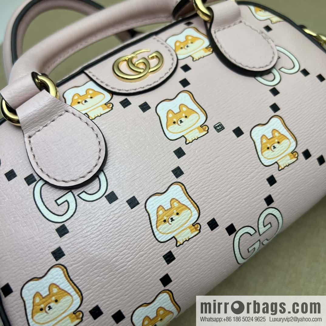 GUCCI Ophidia series mini GG tote bag 724606 pink/animal printed