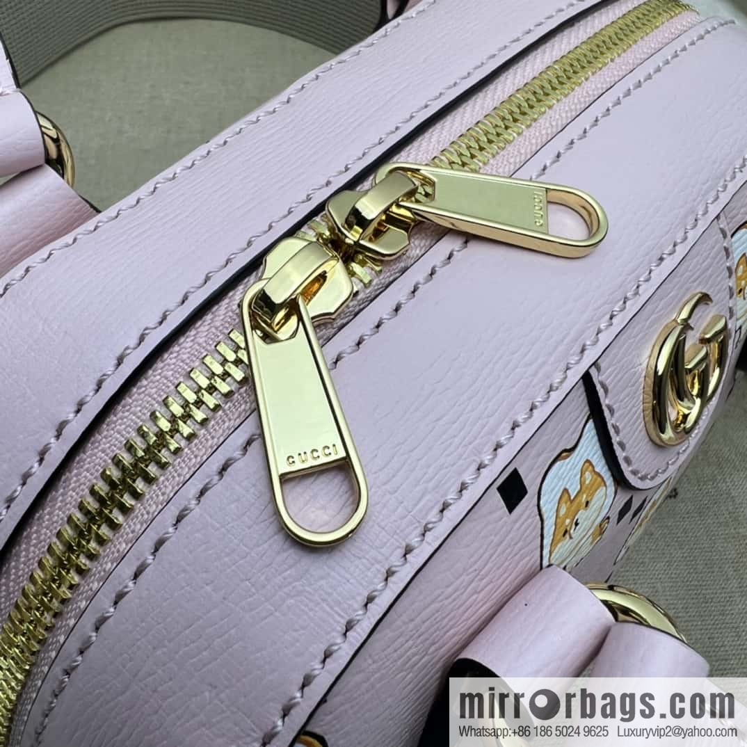 GUCCI Ophidia series mini GG tote bag 724606 pink/animal printed