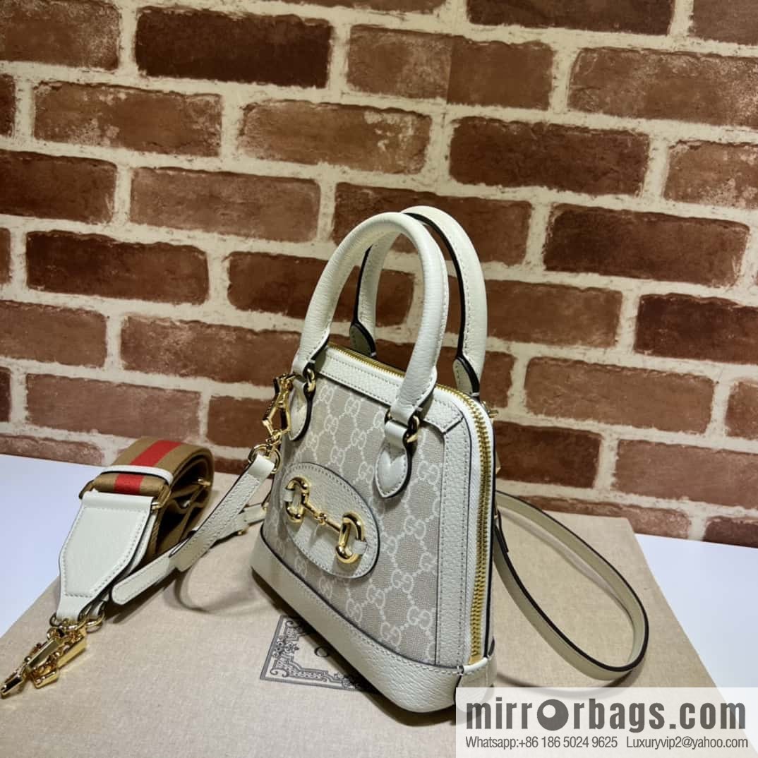 GUCCI Gucci horse buckle 1955 series GG mini handbag 677212m glue/beige leather