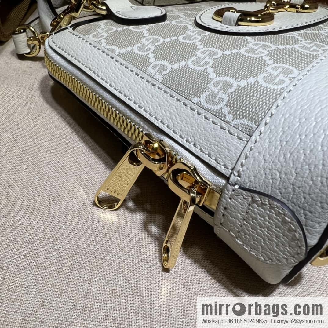 GUCCI Gucci horse buckle 1955 series GG mini handbag 677212m glue/beige leather