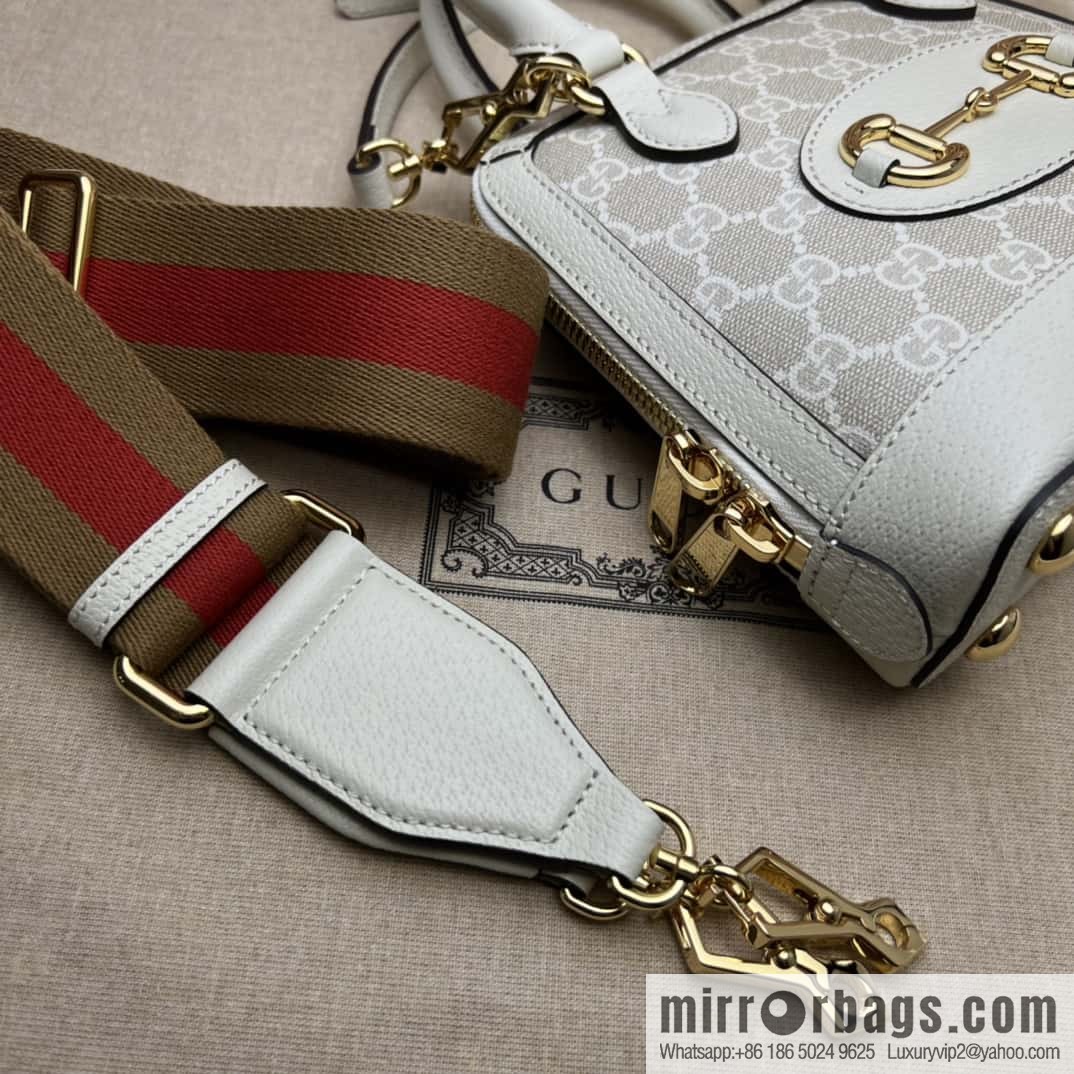 GUCCI Gucci horse buckle 1955 series GG mini handbag 677212m glue/beige leather
