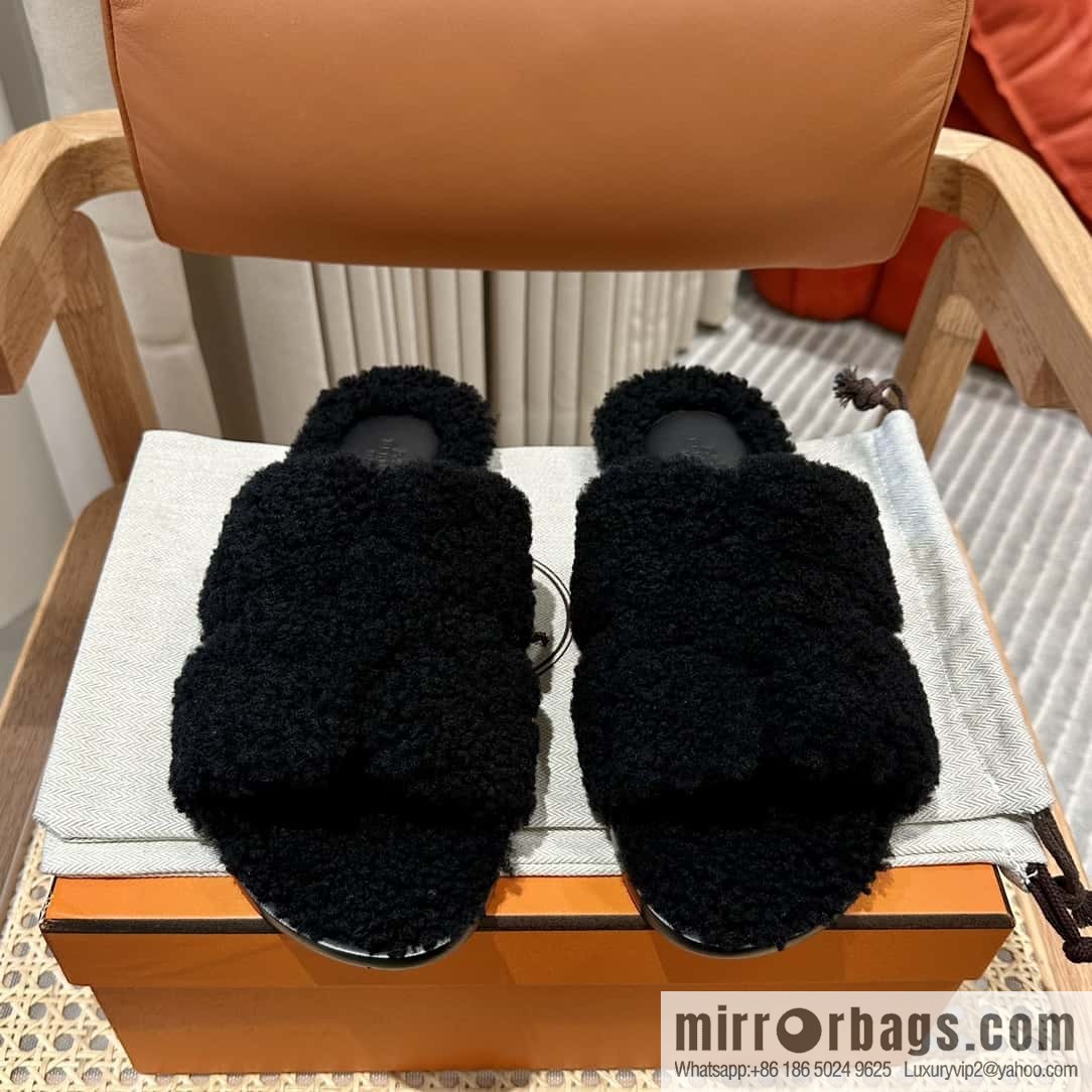 Hermès imported lamb wool lzmir series men's sandals