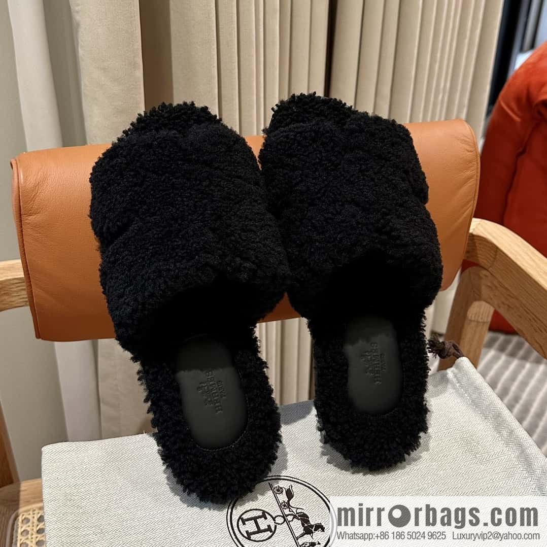 Hermès imported lamb wool lzmir series men's sandals