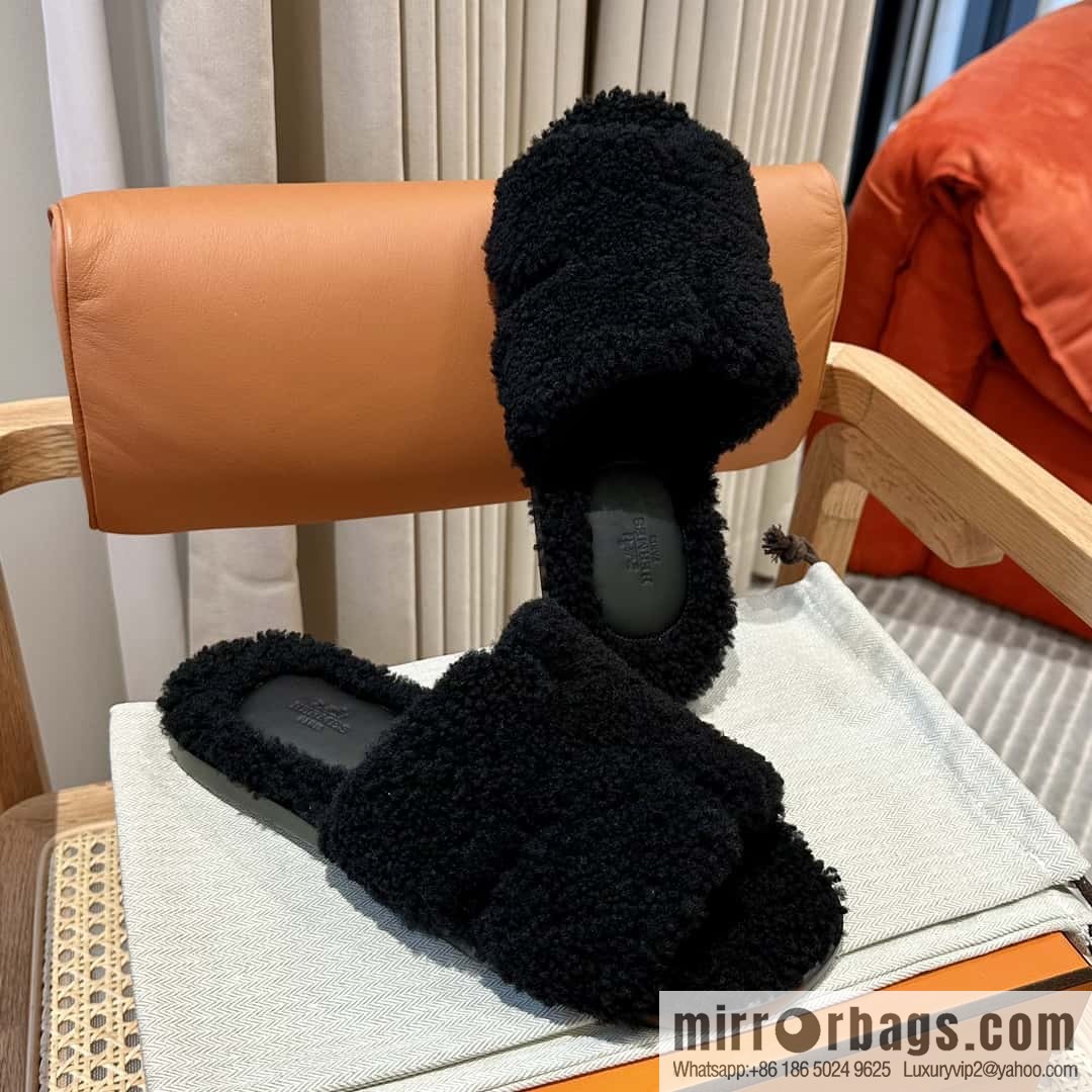 Hermès imported lamb wool lzmir series men's sandals