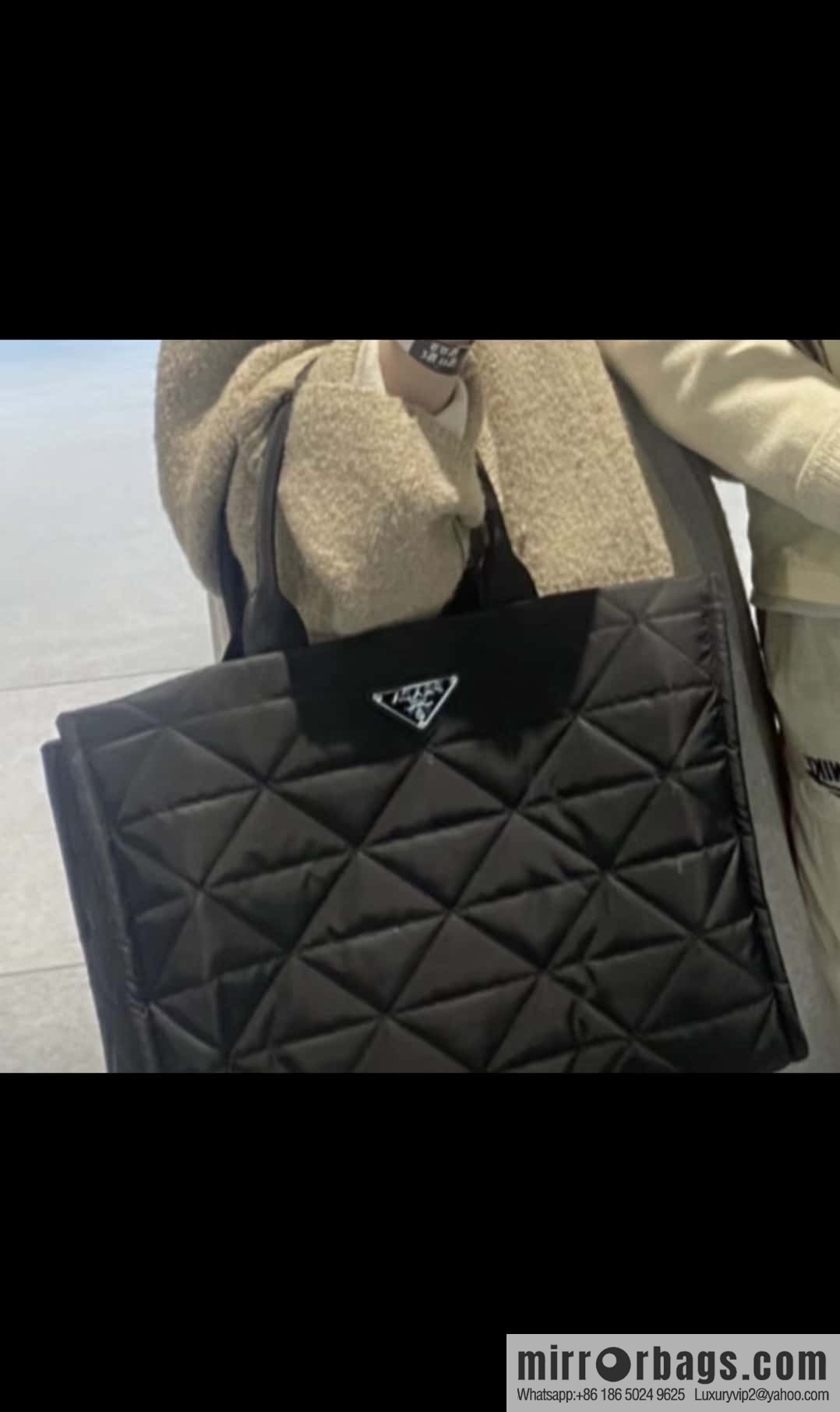 PRADA imported nylon cloth, new diamond tote bag 2VG096