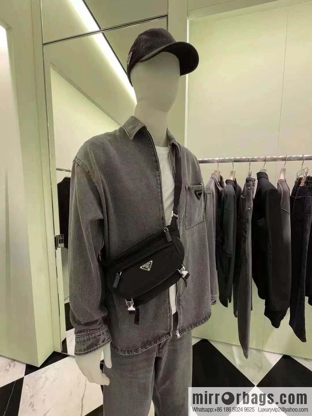 PRADA nylon and Saffiano leather (fabric) mini messenger bag 2VH171