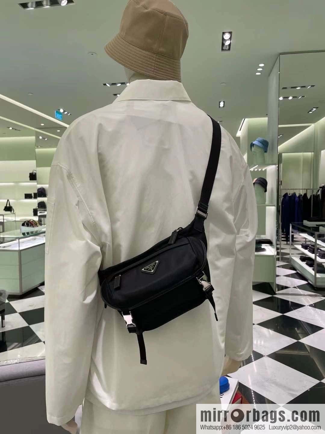 PRADA nylon and Saffiano leather (fabric) mini messenger bag 2VH171