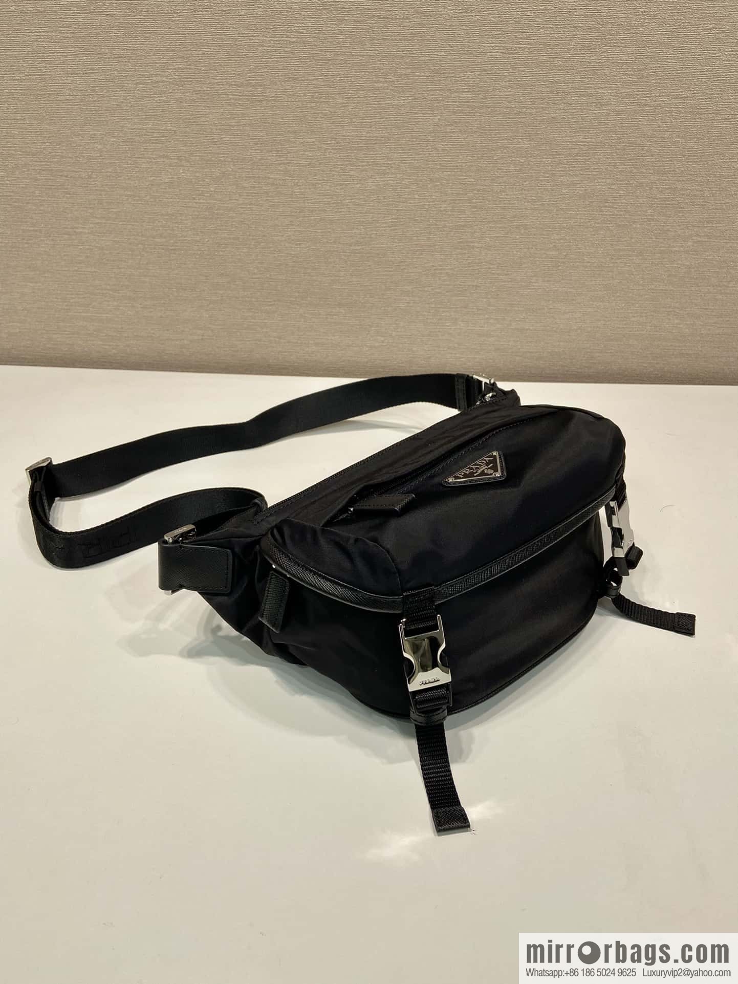PRADA nylon and Saffiano leather (fabric) mini messenger bag 2VH171