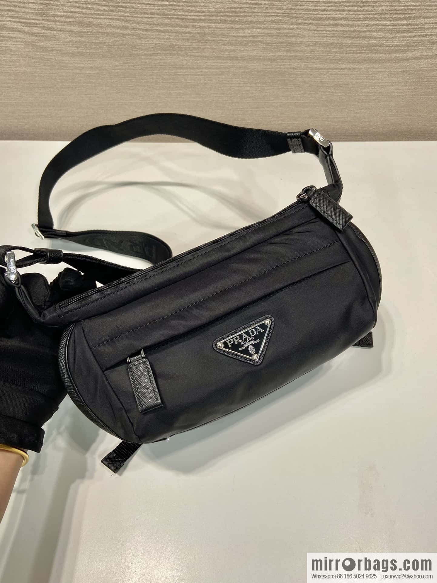 PRADA nylon and Saffiano leather (fabric) mini messenger bag 2VH171