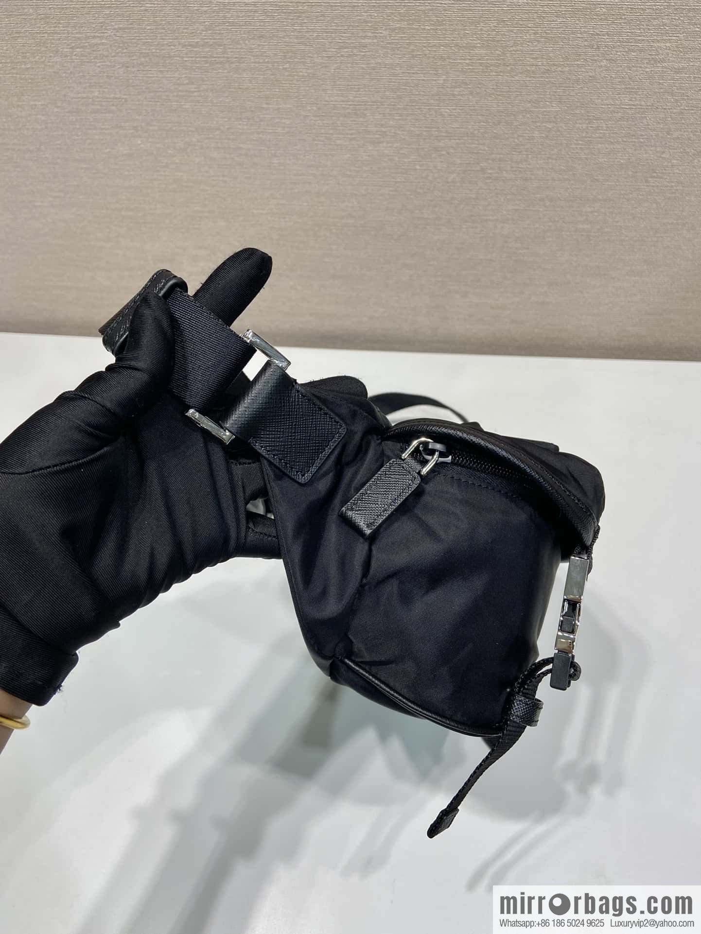 PRADA nylon and Saffiano leather (fabric) mini messenger bag 2VH171