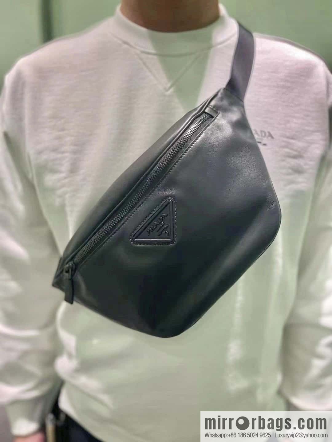 PRADA calfskin, full leather fanny pack 2VL033