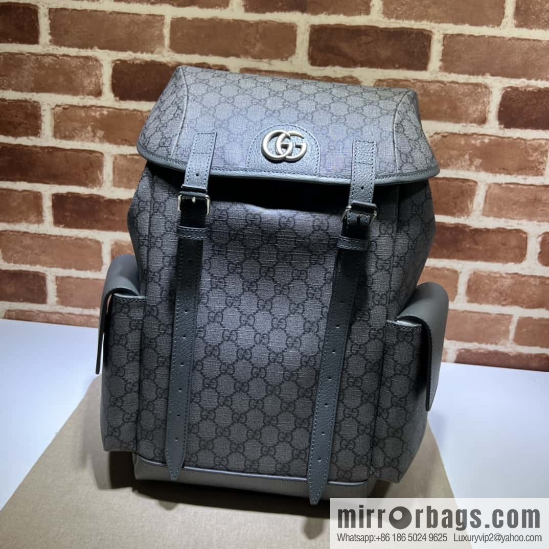 GUCCI Gucci Ophidia series medium GG backpack 598140 gray PVC/gray leather