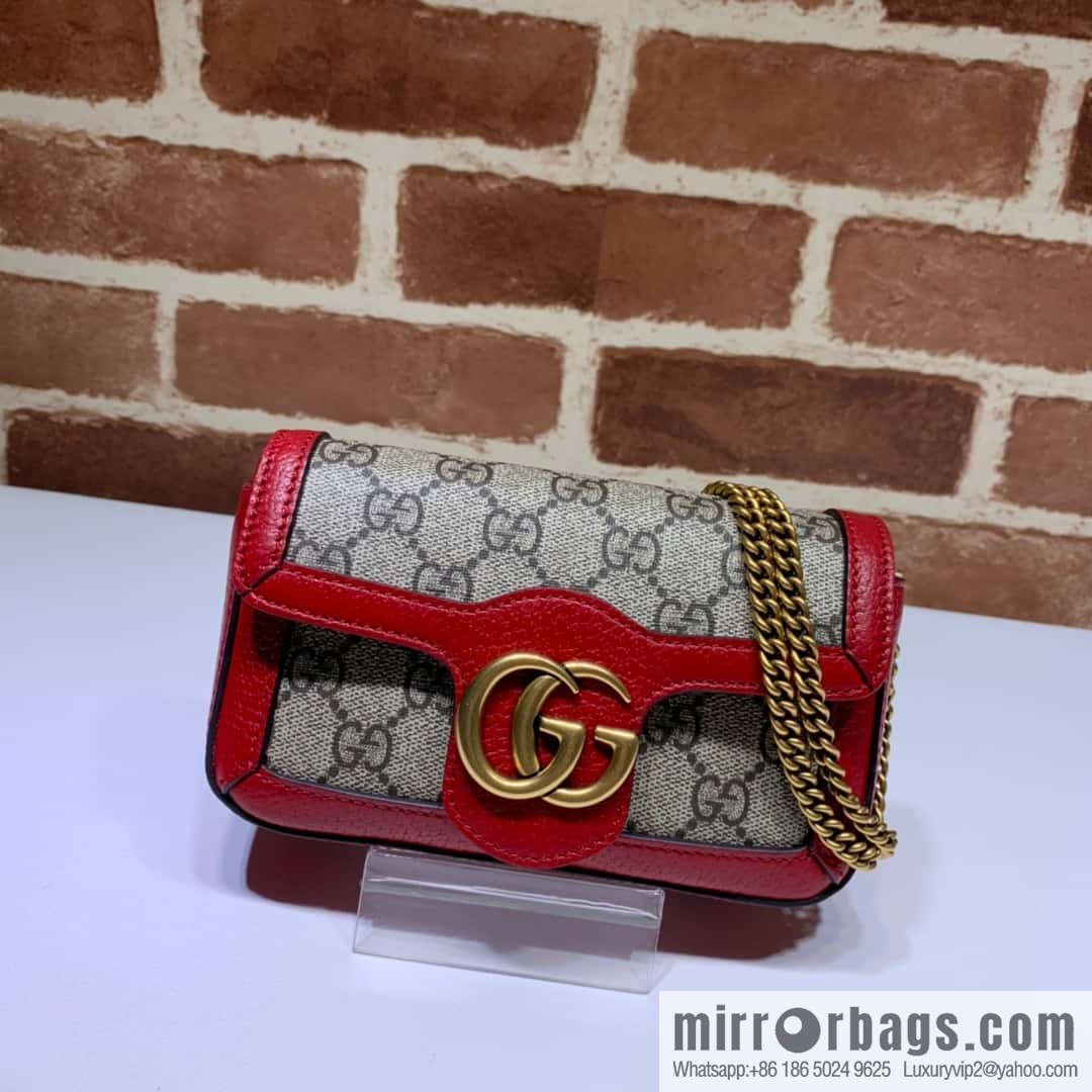 GUCCI Gucci GG Marmont series super mini handbag 476433 brown red