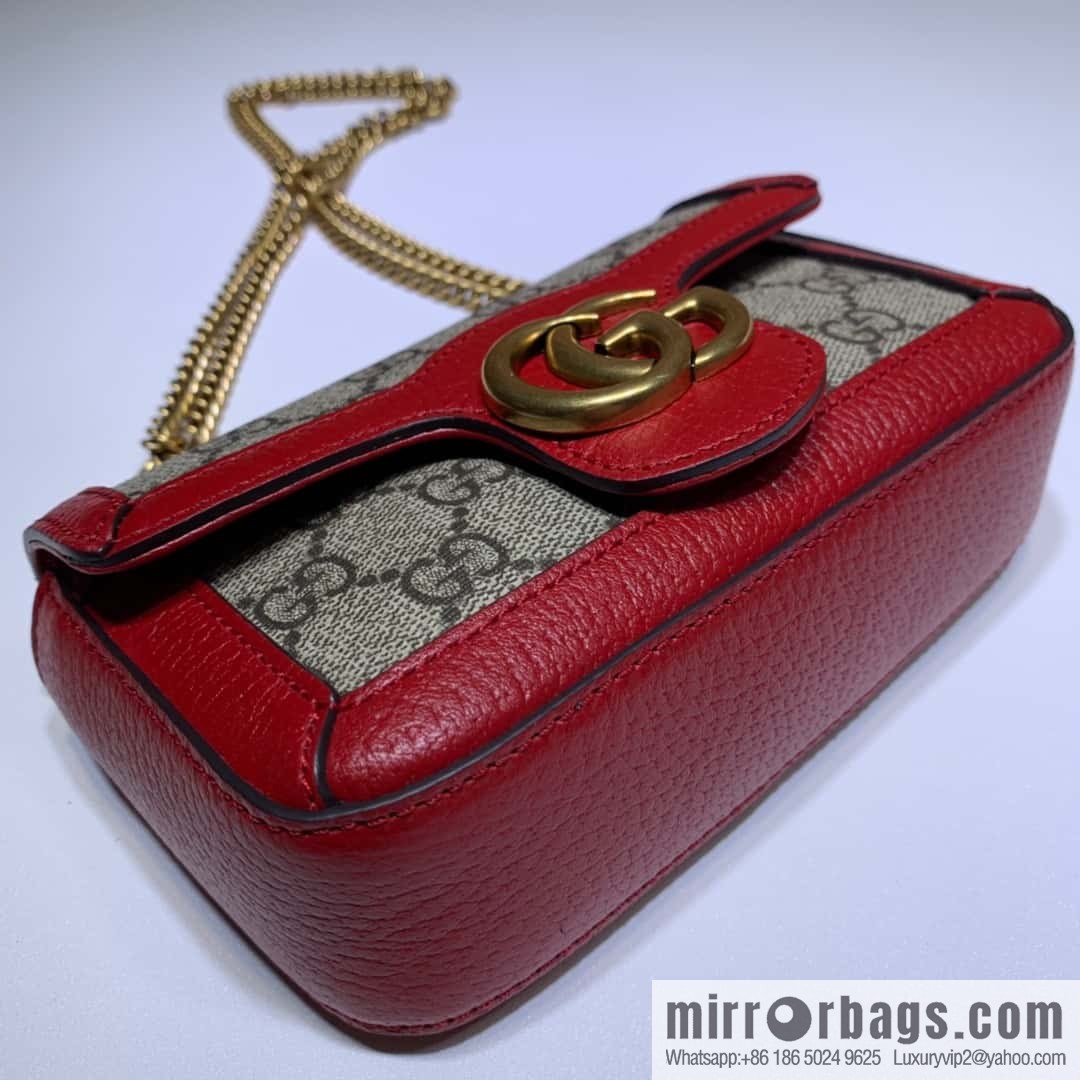 GUCCI Gucci GG Marmont series super mini handbag 476433 brown red