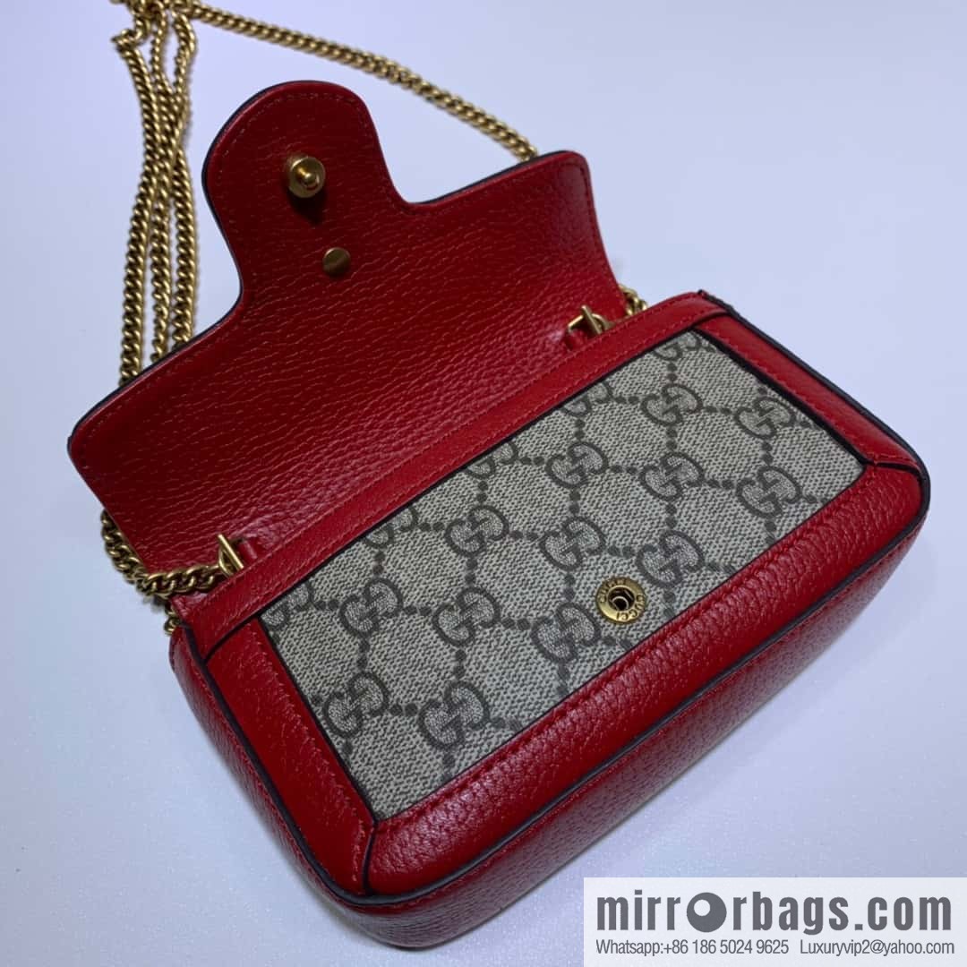 GUCCI Gucci GG Marmont series super mini handbag 476433 brown red