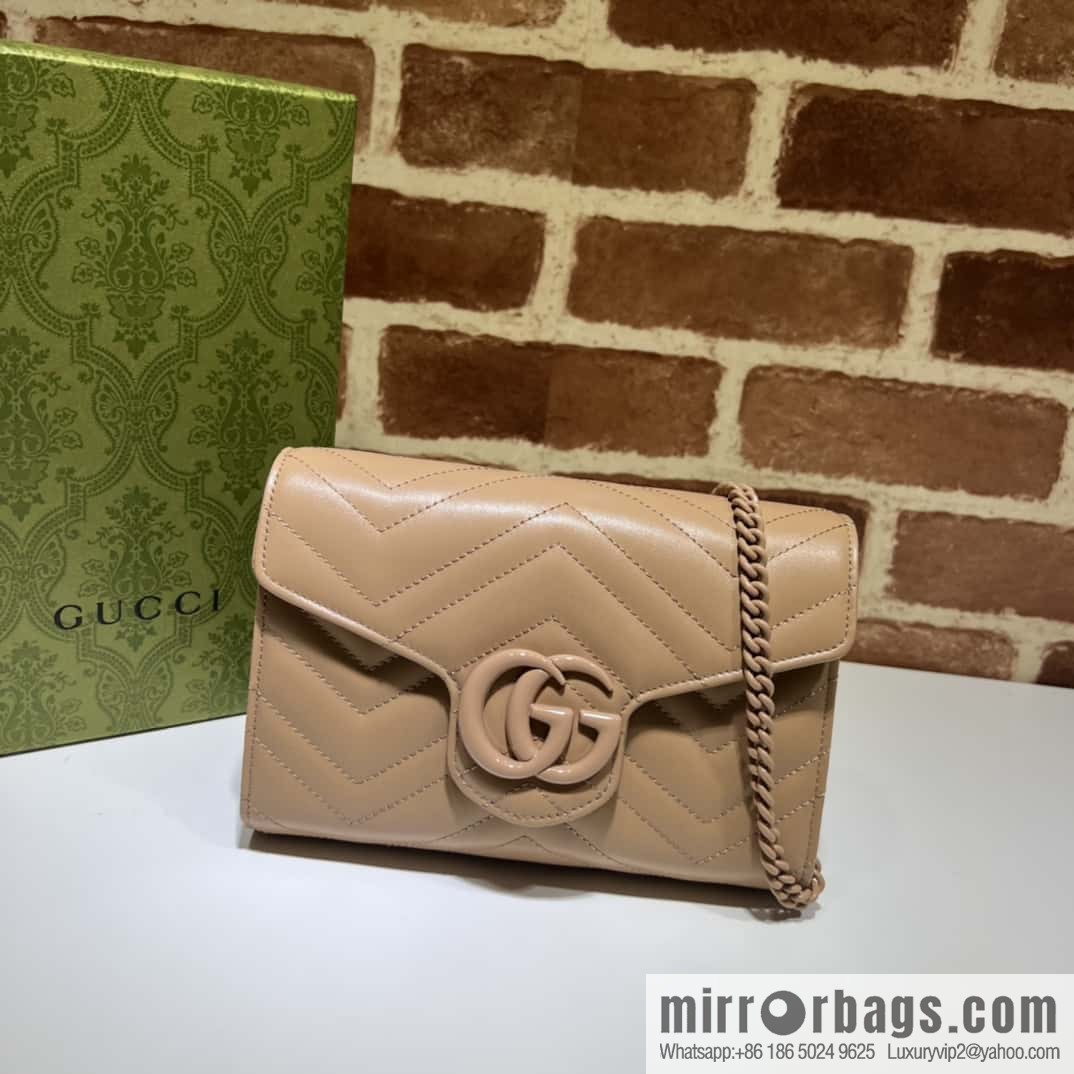 GUCCI GG Marmont series quilted mini handbag 474575 rose beige