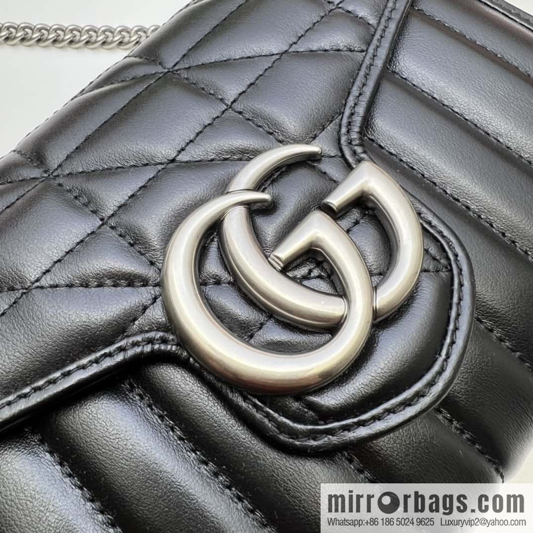 GG Marmont series quilted mini chain strap handbag 474575g leather square