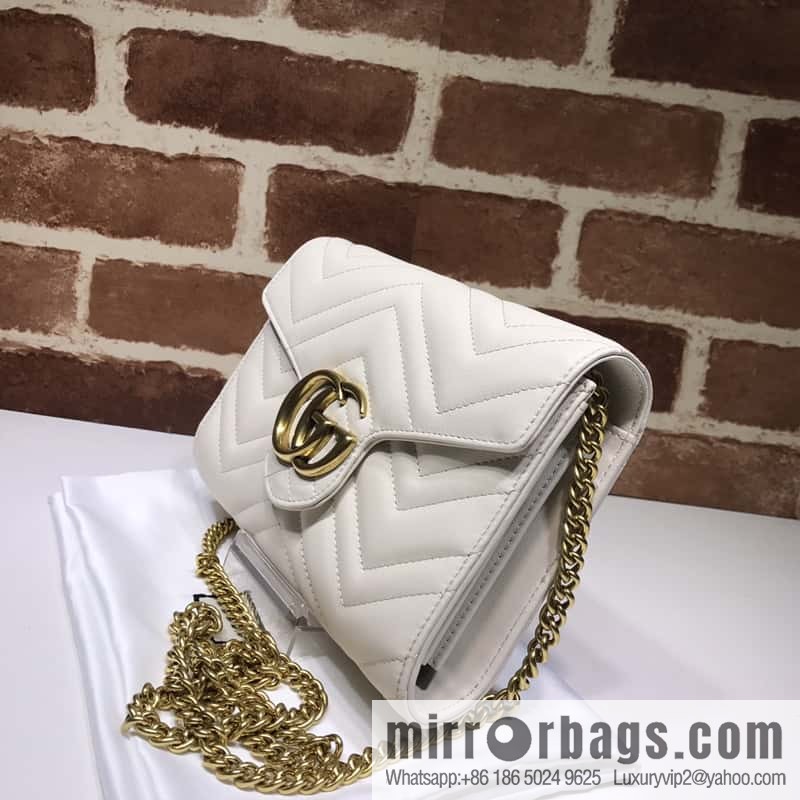 GUCCI GG Marmont series quilted mini chain strap handbag 474575 meters white
