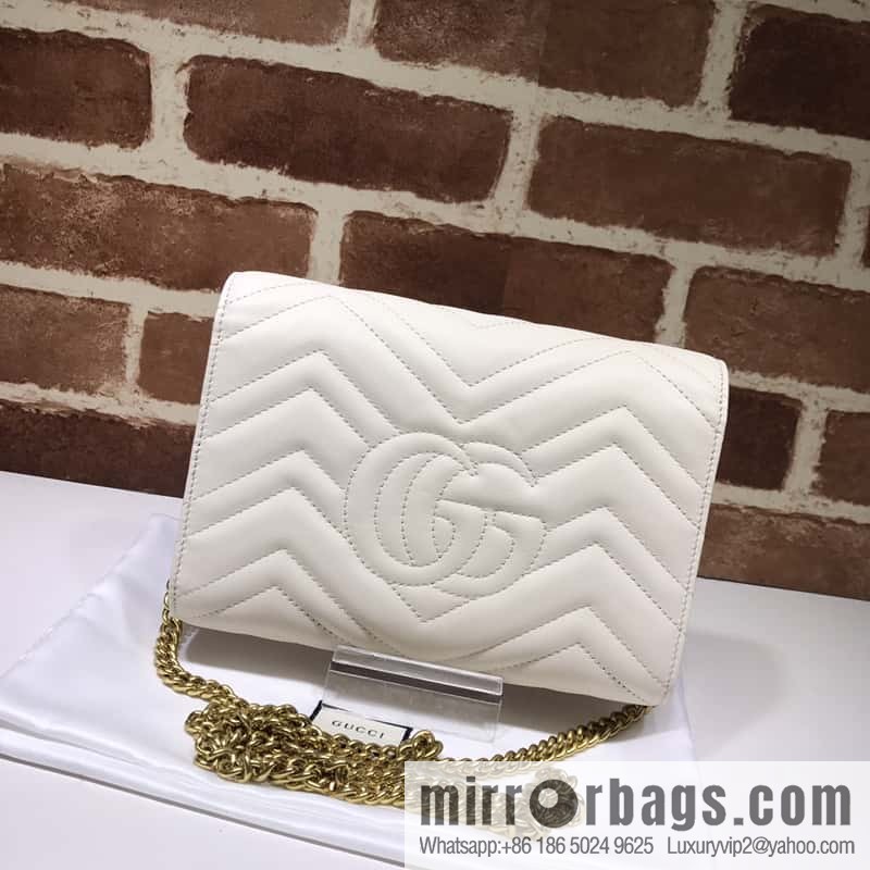 GUCCI GG Marmont series quilted mini chain strap handbag 474575 meters white