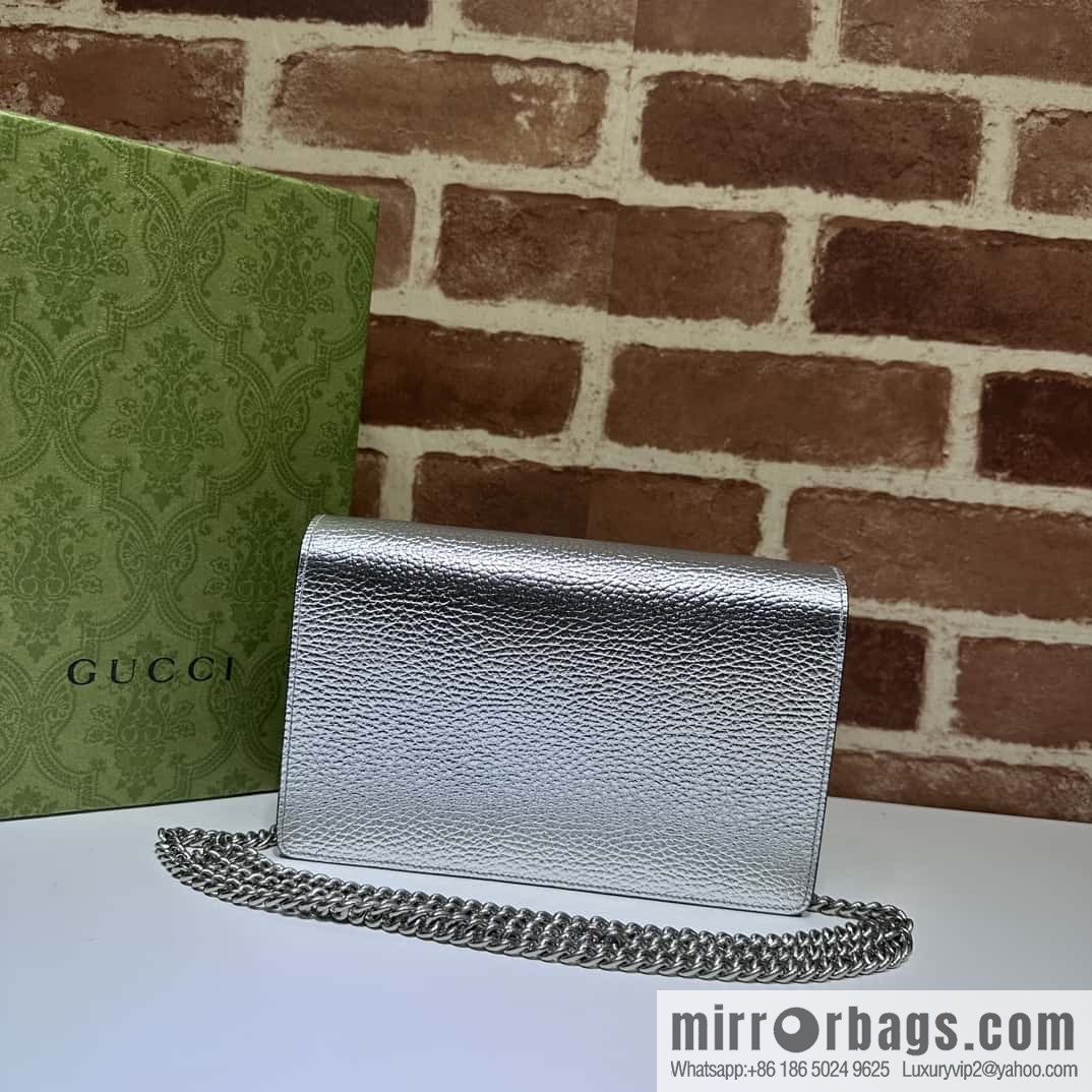 GUCCI GG Marmont series mini chain strap handbag 497985 silver
