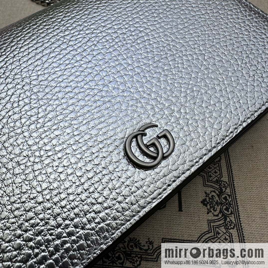 GUCCI GG Marmont series mini chain strap handbag 497985 silver