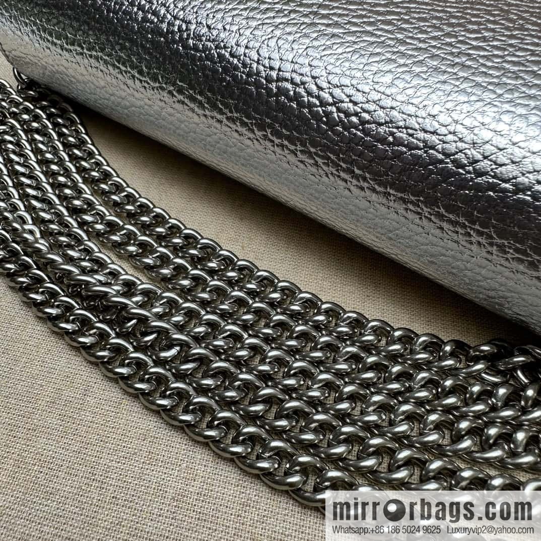 GUCCI GG Marmont series mini chain strap handbag 497985 silver