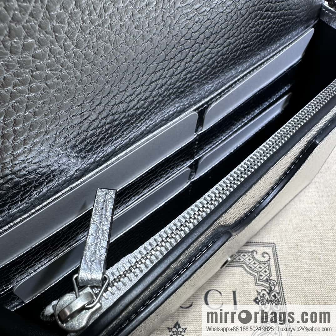 GUCCI GG Marmont series mini chain strap handbag 497985 silver