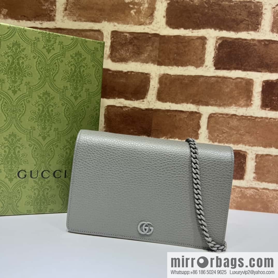 GUCCI GG Marmont series mini chain strap handbag 497985 gray two-color