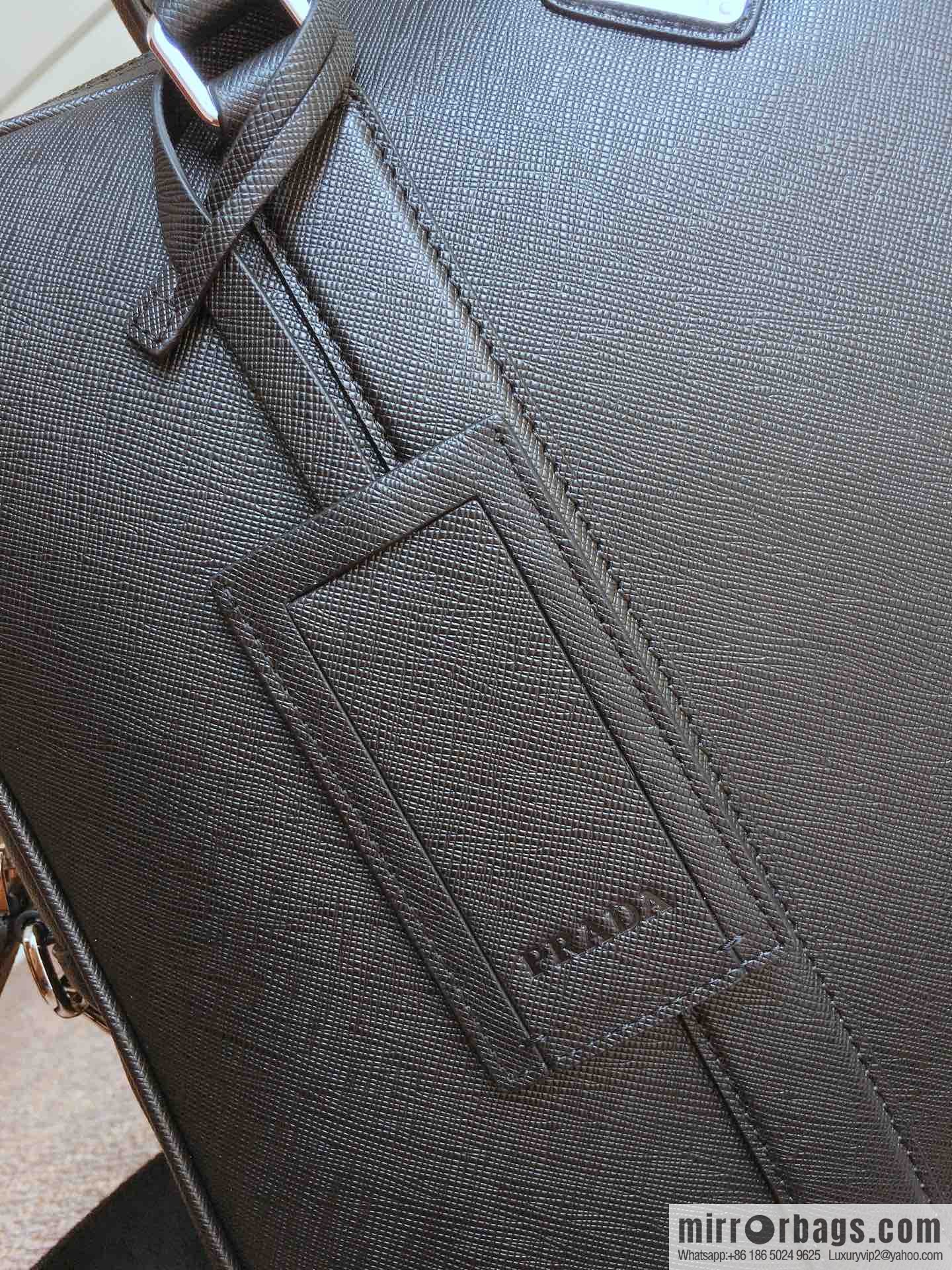 PRADA imported cross pattern leather briefcase 0661