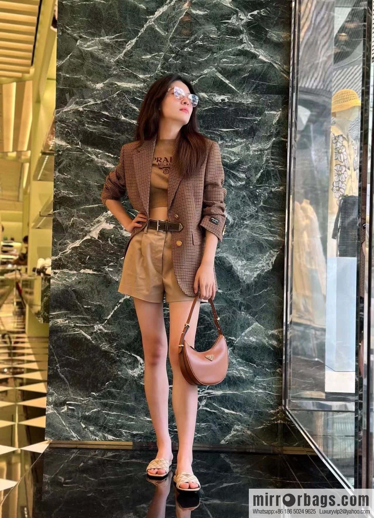 PRADA Moon handbag 1BC199 caramel color