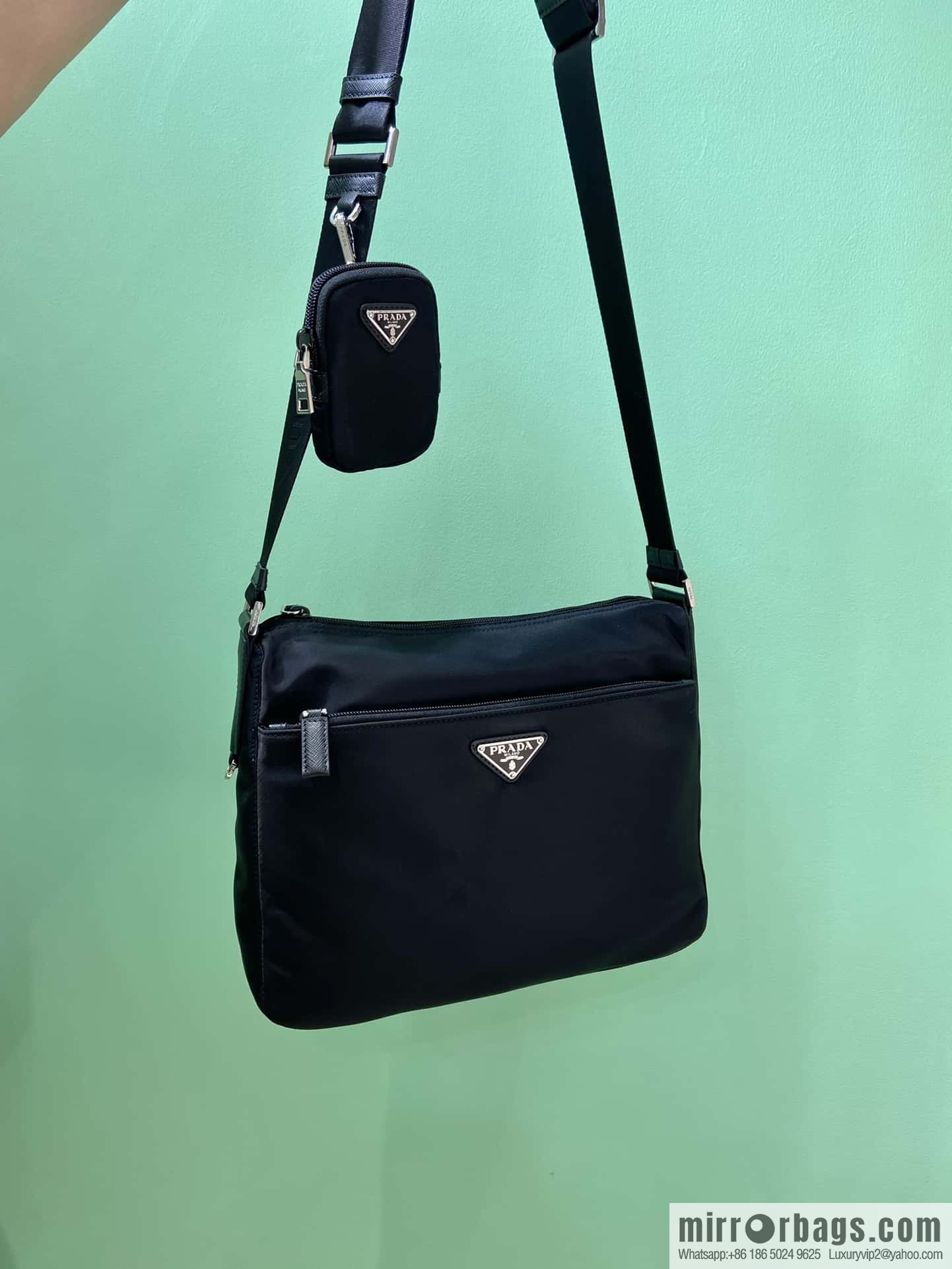 PRADA imported fabric shoulder bag 1BC421