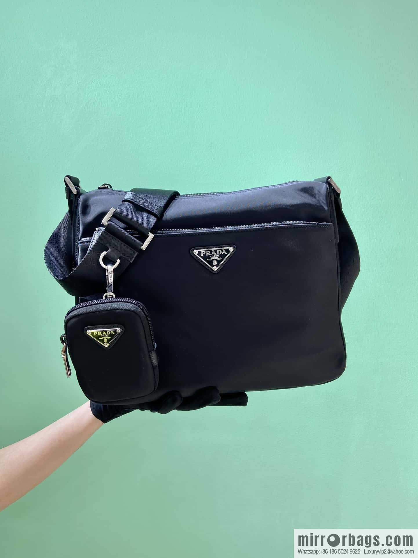 PRADA imported fabric shoulder bag 1BC421
