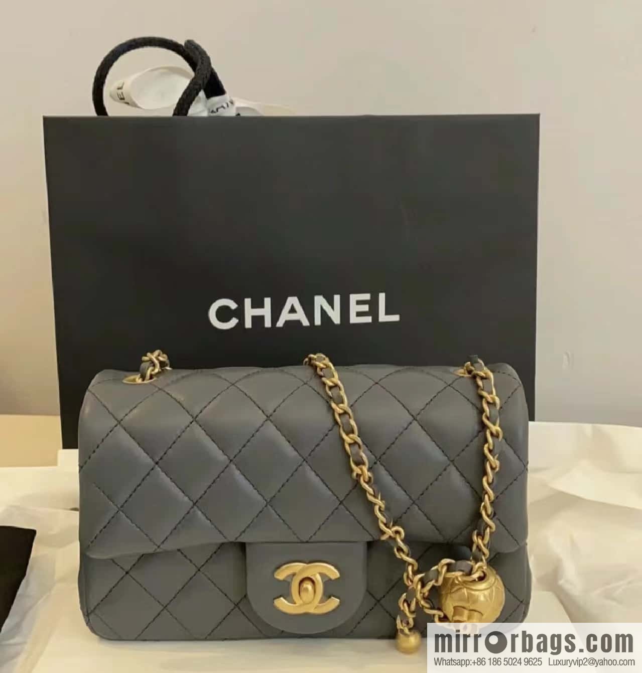 CHANEL 23K new color, pure original small gold ball, classic cf mini AS1786