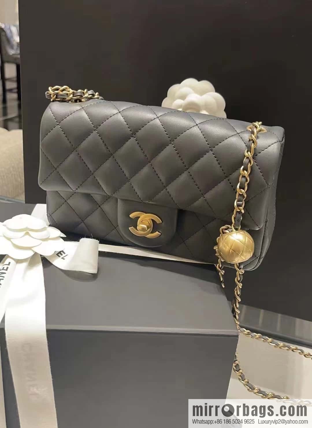 CHANEL 23K new color, pure original small gold ball, classic cf mini AS1786
