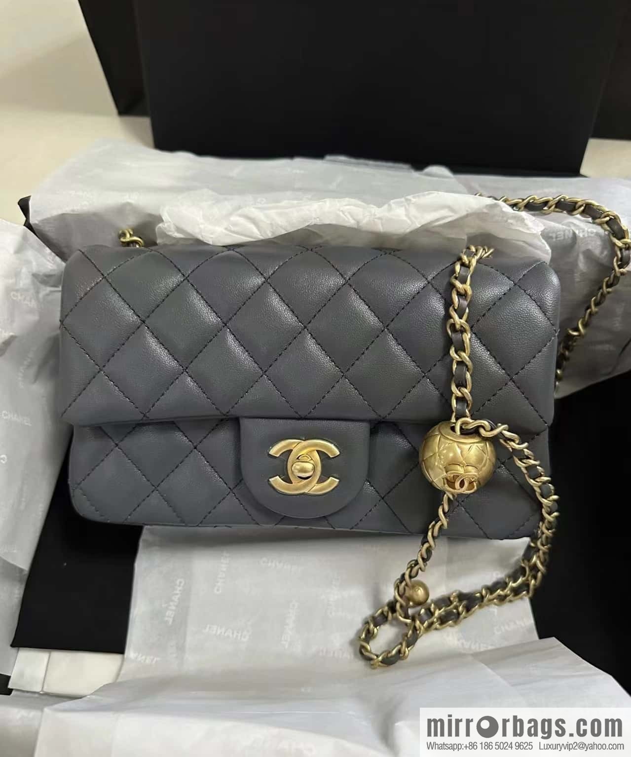 CHANEL 23K new color, pure original small gold ball, classic cf mini AS1786