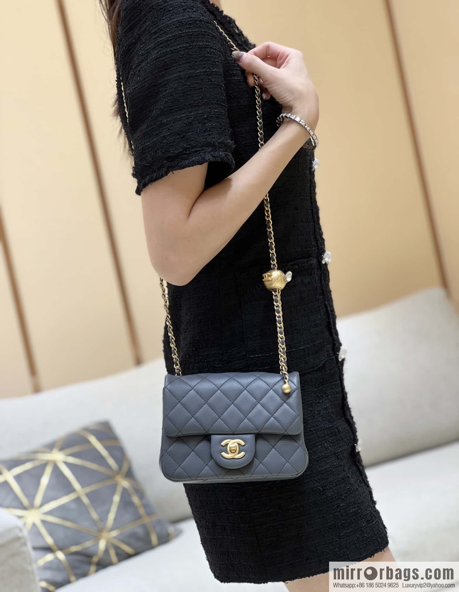 CHANEL 23K new color, pure original small gold ball, classic cf mini AS1786