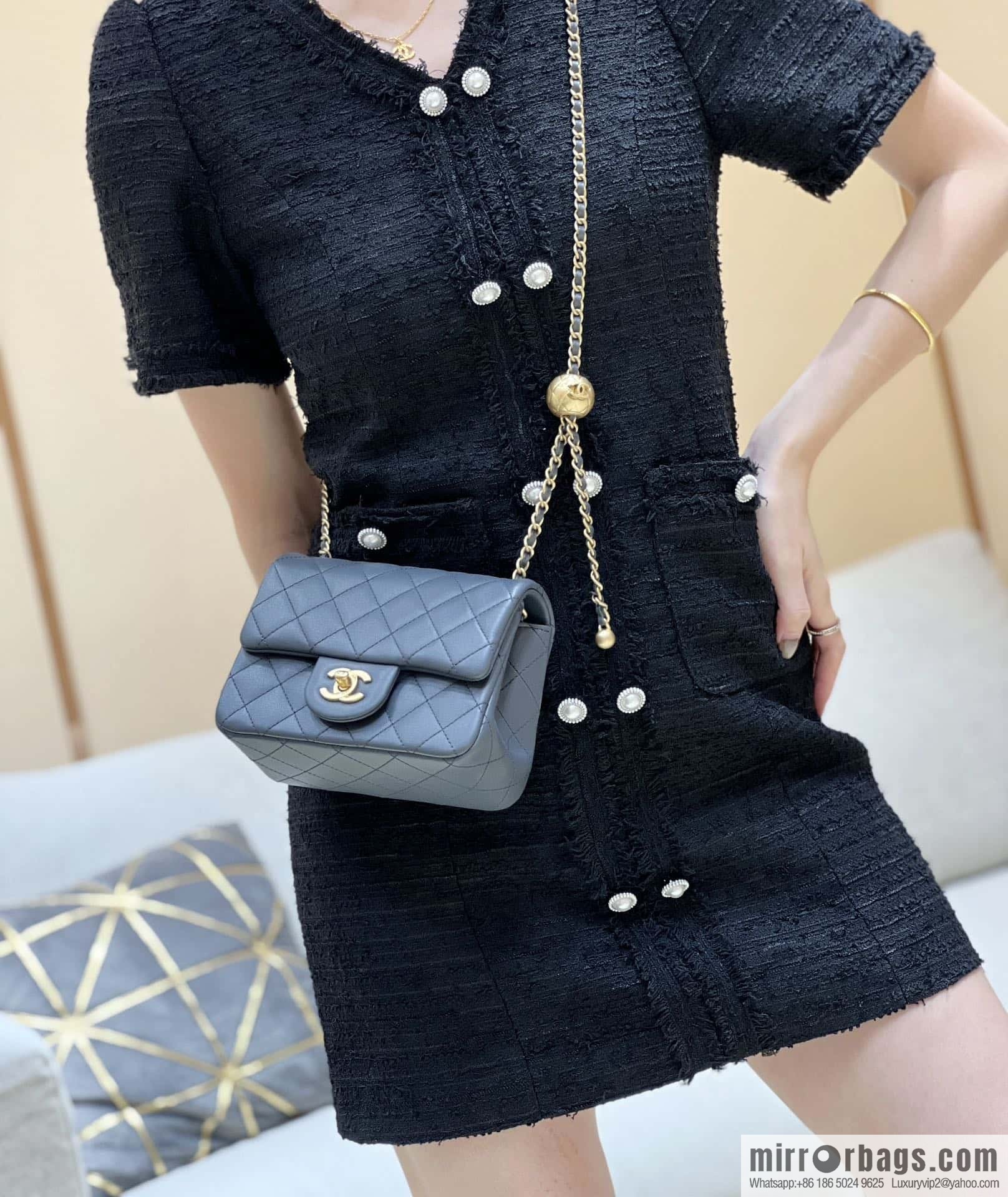CHANEL 23K new color, pure original small gold ball, classic cf mini AS1786