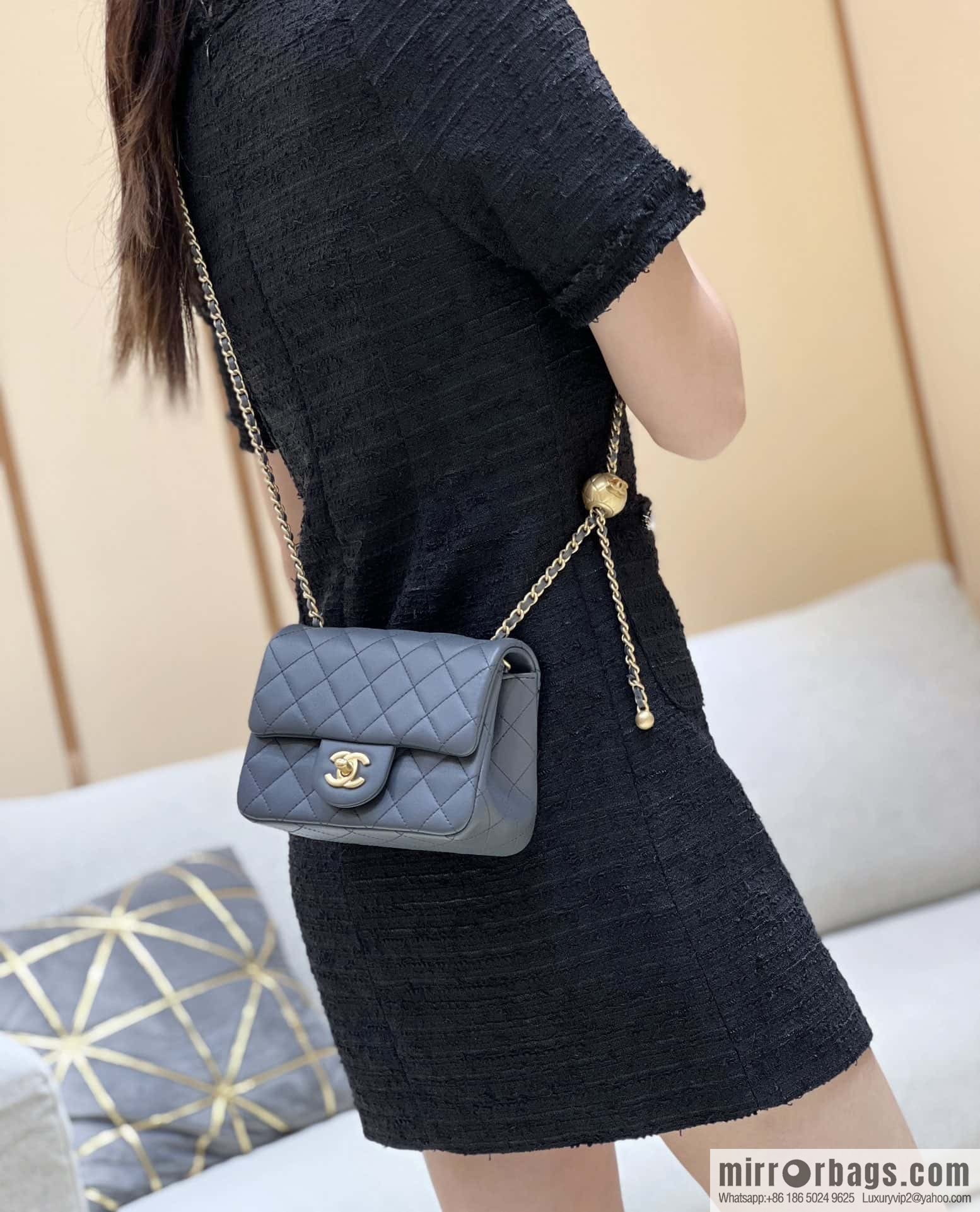 CHANEL 23K new color, pure original small gold ball, classic cf mini AS1786