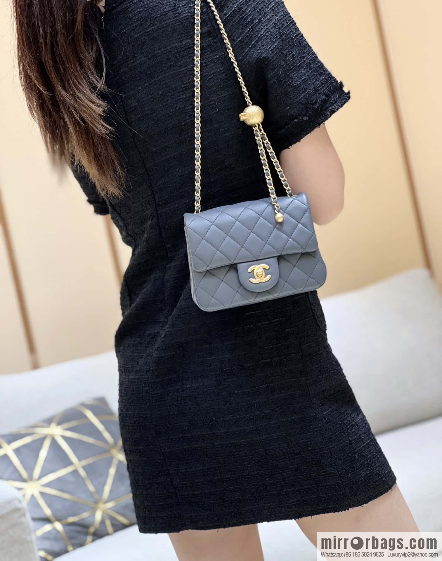 CHANEL 23K new color, pure original small gold ball, classic cf mini AS1786